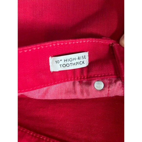 J Crew Cranberry Red 10” High Rise Toothpick Skinny Jeans Size 27 - Picture 4 of 7
